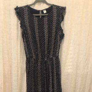 Navy/white print jumpsuit/romper